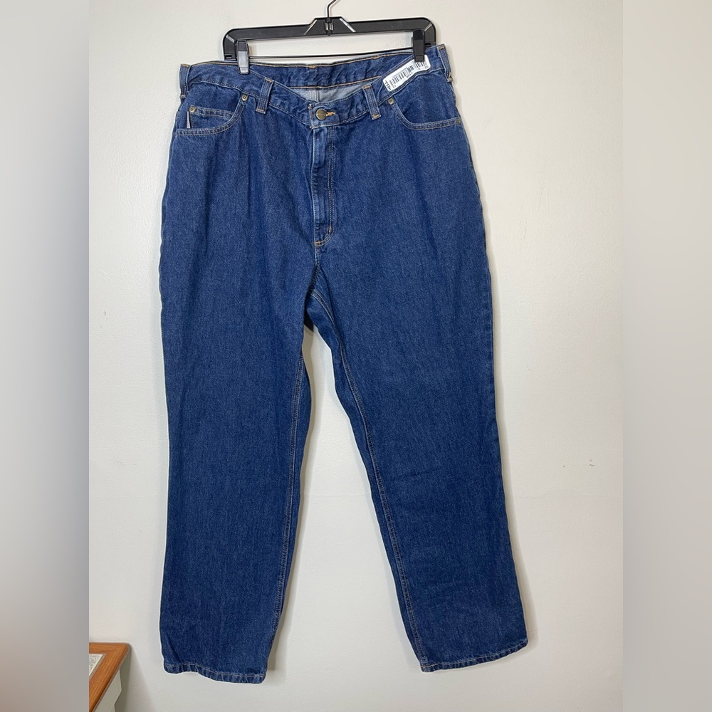 CARHARTT Men's Jeans Size W40 L32 Relaxed Fit Blue Denim Zip Work Wear